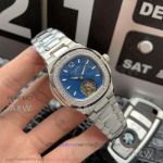 AAA Replica Patek Philippe Aquanaut Tourbillon 34 MM Women's Automatic Watch - Blue Dial Diamond Bezel